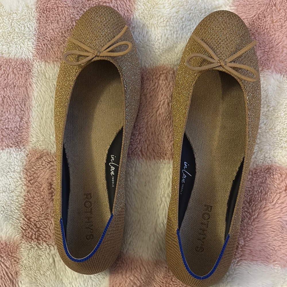 Rothy's Tan Loafers with Bow Detail and Comfort